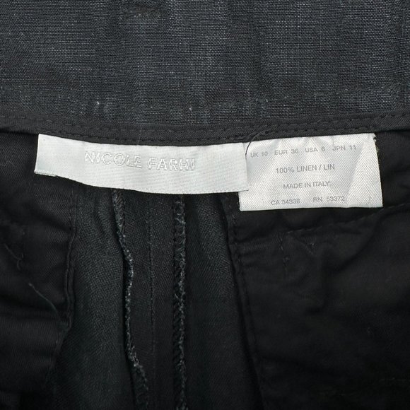 Nicole Farhi Black Lightweight Linen Wide Leg Pants sz 6 - Picture 4 of 5